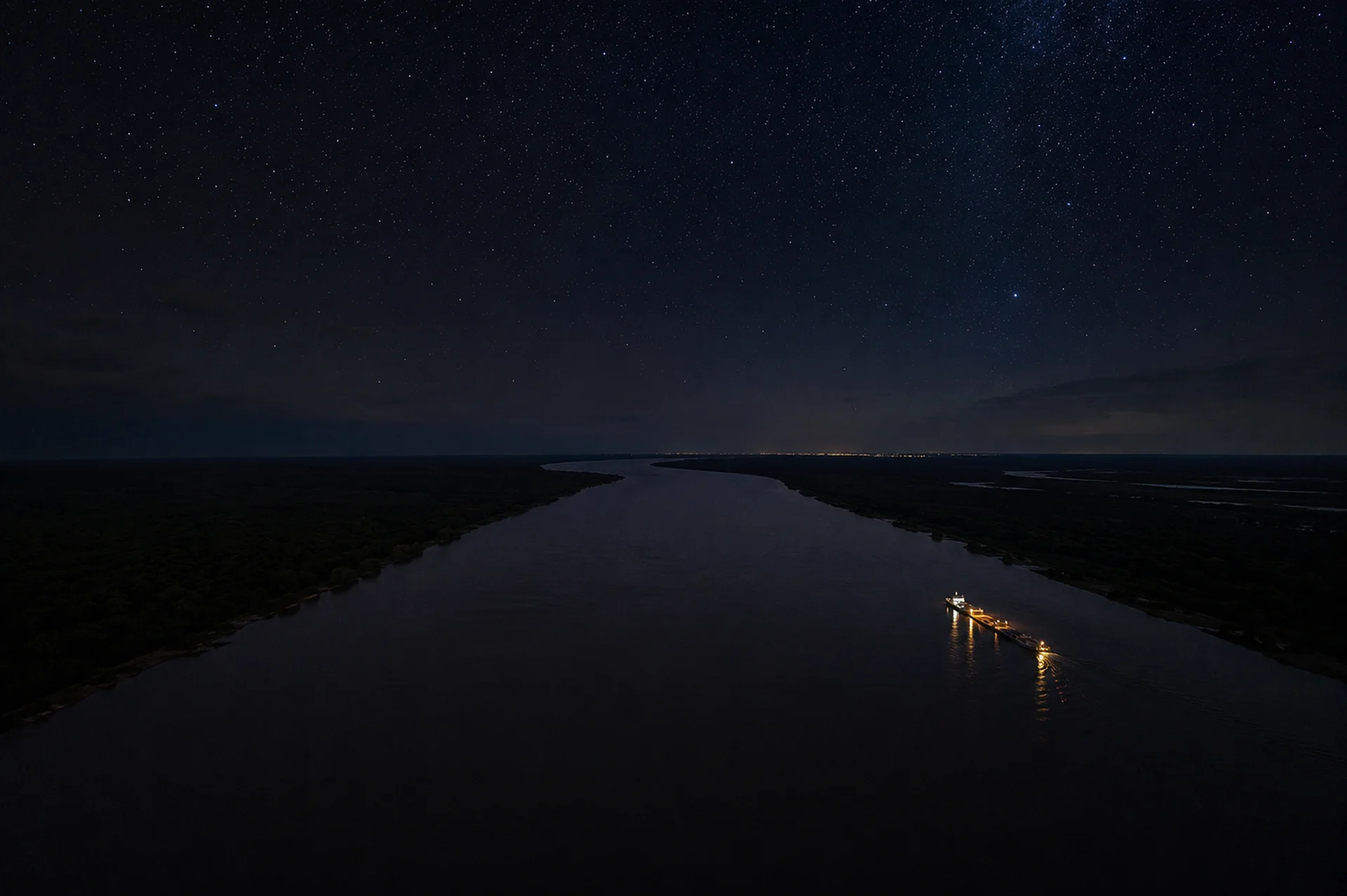 Vista aérea nocturna del río – Aeronaval