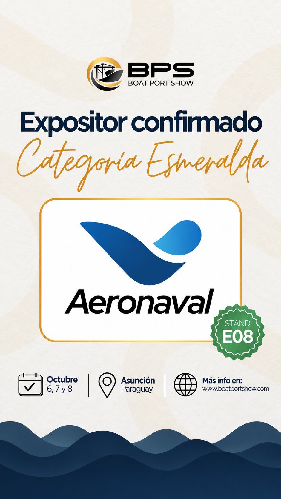 Aeronaval, expositor confirmado de la Categoría Esmeralda del Boat Port Show 2026, stand E08