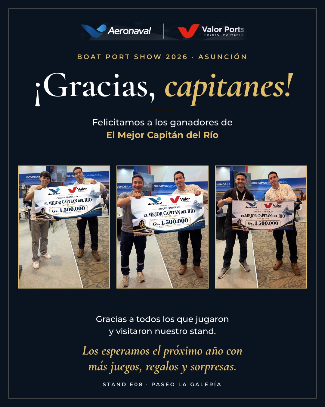 Aeronaval y Valor Ports agradecen a los participantes de El Mejor Capitán del Río en el Boat Port Show 2026